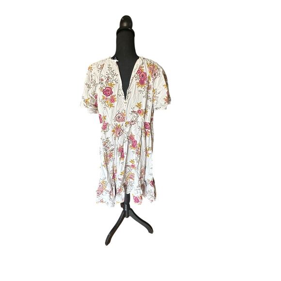 Torrid Challis Caplet Skater Dress – Women’s 3X, Cream Floral Surplice Neck - Picture 5 of 8
